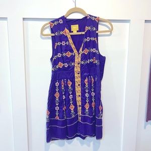 Anthro Maeve Size 0 Embroidered Tunic Dress
